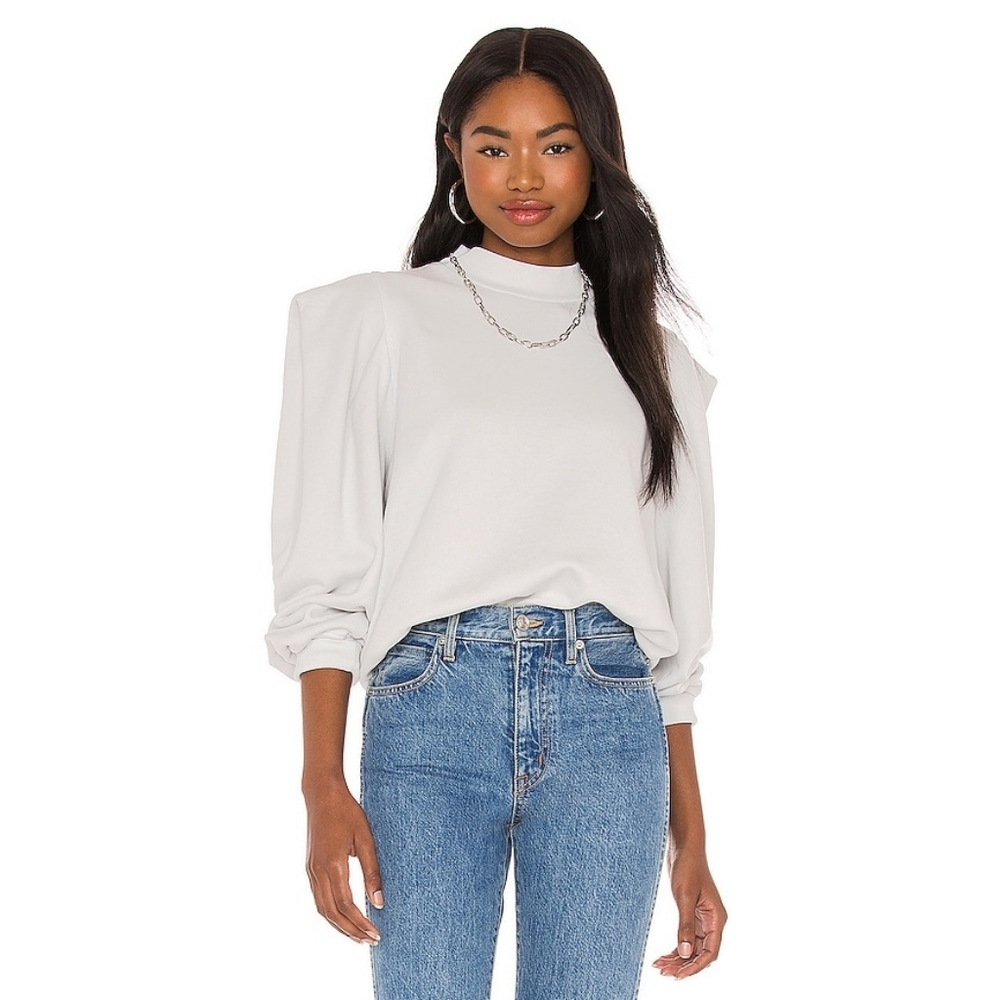 Agolde Revolve Folded Puff Sleeve Crew Neck Knit Relaxed Oversized Sweat…
